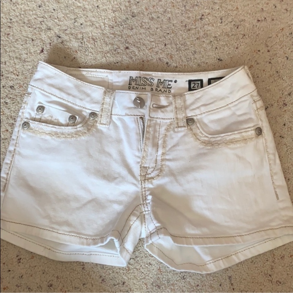 White miss me shorts
